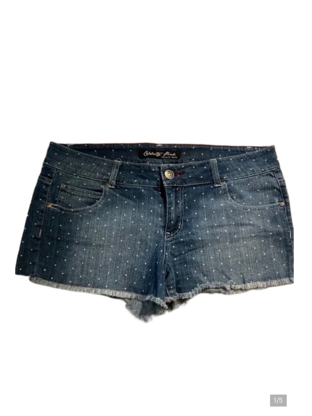 Celebrity Pink Blue Denim Polka Dot Shorts Size 13